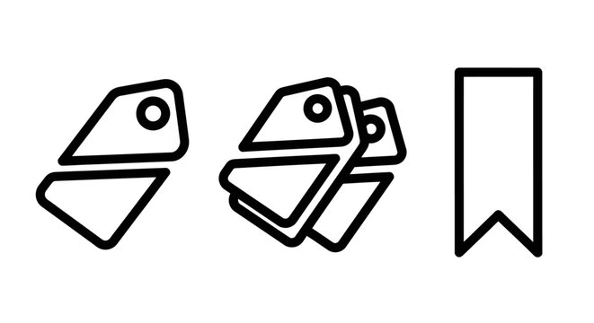 Minimalist tag and bookmark icons for digital organization and content management systems with bookmark organize categories metadata management interface illustration minimalist filtering