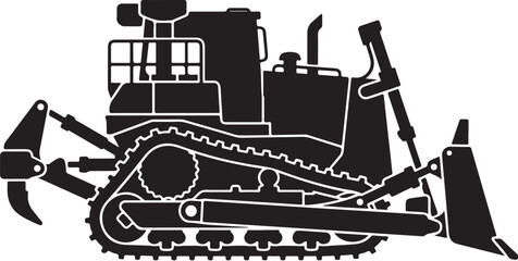 Heavy machinery, construction equipment, bulldozer icon, industrial vehicles © Graphic Boss