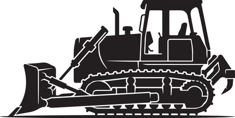 Bulldozer, construction vehicle, heavy equipment, black silhouette, industrial machine © Graphic Boss