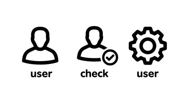 User account management and configuration system icons with settings configuration management interface verified identity software application technology security permission authorization