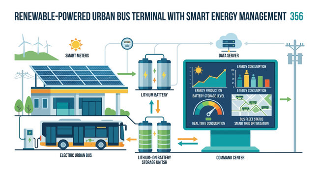 Renewable Energy Urban Bus Terminal with Smart Management System