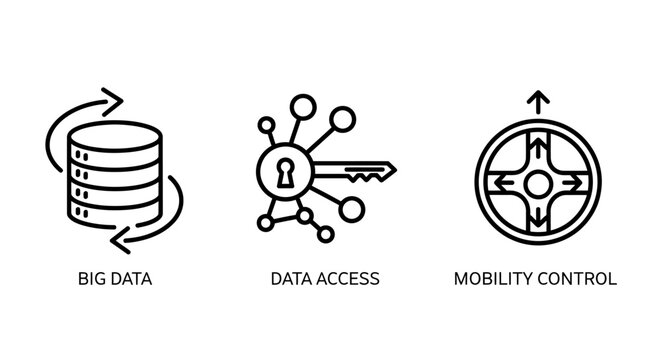 Big data access and mobility control infrastructure icons with mobility security database management information technology structure protection authorized connection infrastructure