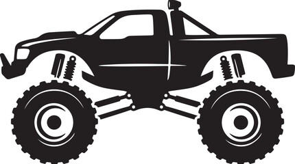 Black monster truck, off-road vehicle, big wheel tires, silhouette illustration, vector graphics © Graphic Boss