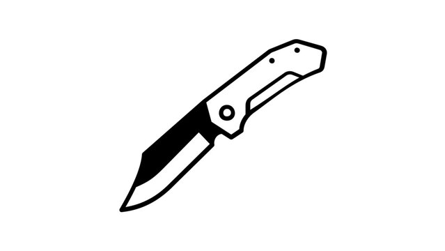 Vector illustration of a pocket knife rendered as a streamlined line icon for outdoor adventure and camping design systems worldwide