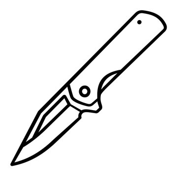 Vector illustration of a pocket knife as a minimalist line icon featuring simple linework for camping and wilderness themed design