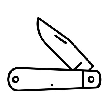 Vector illustration of a minimalist pocket knife line icon capturing compact utility of a folding blade in clean graphic form