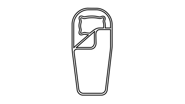 Vector illustration of a sleeping bag line icon with clean minimalist strokes representing camping comfort and outdoor rest design