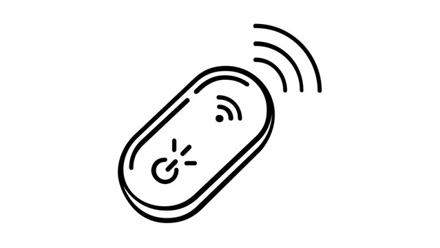Vector illustration of a portable wireless hotspot router line icon with thin precise strokes ideal for networking and digital nomad design