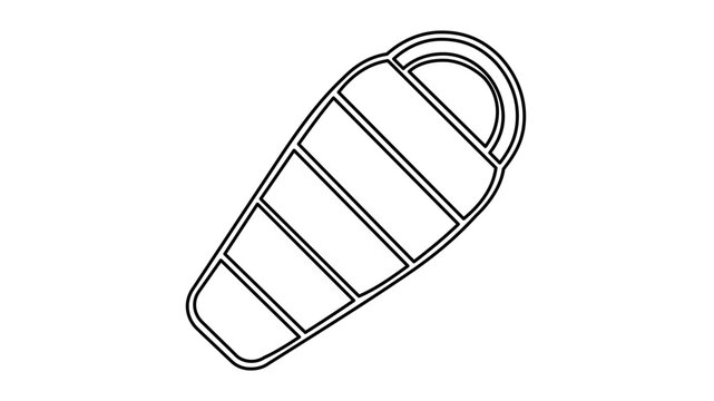 Vector illustration of a sleeping bag rendered as a precise line icon for outdoor lifestyle camping and adventure design systems