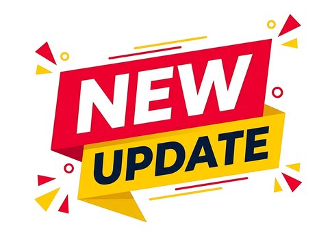 Red and yellow banner with new update text announcement notification