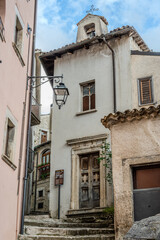 Fototapeta premium Barrea. Views of the historic center and the Monumental Castle.