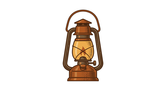 Rustic vintage kerosene lamp on plain white background