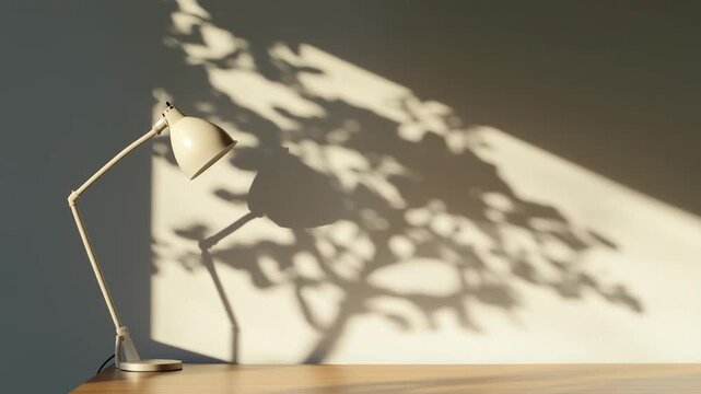 Desk lamp casting plant shadow