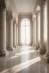 Naklejka premium Elegant marble hallway with columns.