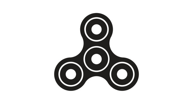 Fidget Spinner Silhouette On White Background spinning
