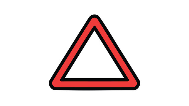 Red outlined empty triangle icon, a clear graphic concept for warning and caution. Symbolizes alert, danger, and important information