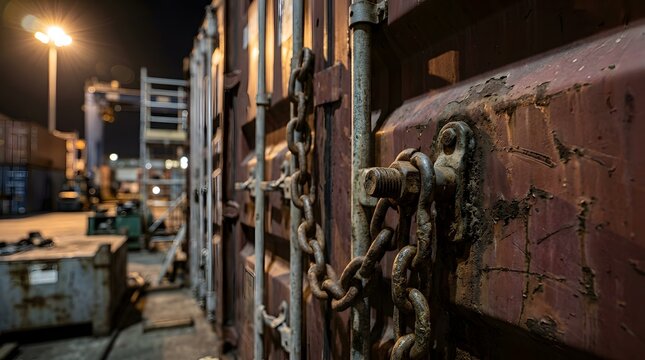 rusty lock on old cargo container