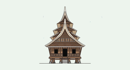 Traditional Thai wooden temple architecture. © Awaludin
