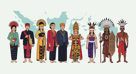 Diverse Cultural Traditional Clothing Styles. © Awaludin