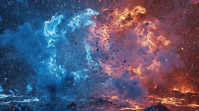 A dynamic, high-energy explosion of elemental forces.