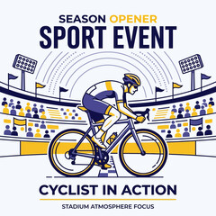 Fototapeta premium Season Opener Cycling Sport Event Cyclist In Action Stadium Atmosphere Focus Illustration