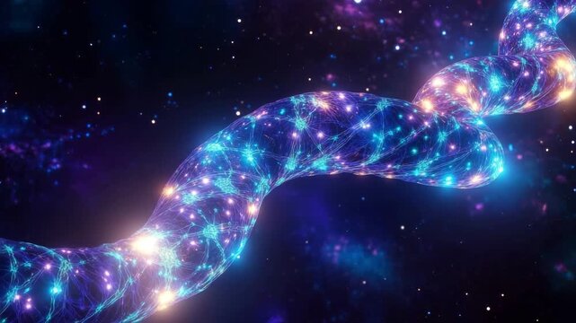 Cosmic DNA helix glowing in space