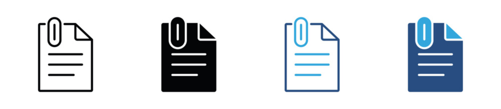 Document Appendix Icon Set. Reference Section, Supporting Files and Report Attachment Symbols. Vector Illustration.