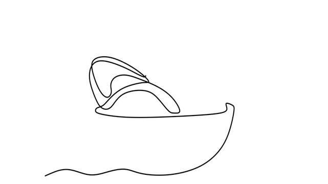 Animated self drawing of continuous line Ramen soup noodles. Restaurant concept. For cafe, shop or food delivery service. Full length one line animation. 4K