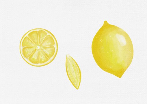 Lemon made in Procreate in Watercolour technique. JPEG file. 300 DPI