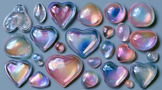 Dreamy Cute Transparent Jiggle Shape Material 3D Illustration Set Stock Illustration