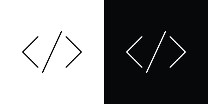 Code icon line vector collection