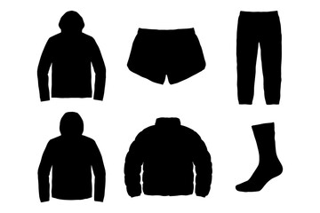 Collection of apparel and clothing silhouettes for hiking and outdoor activities. © Avijit