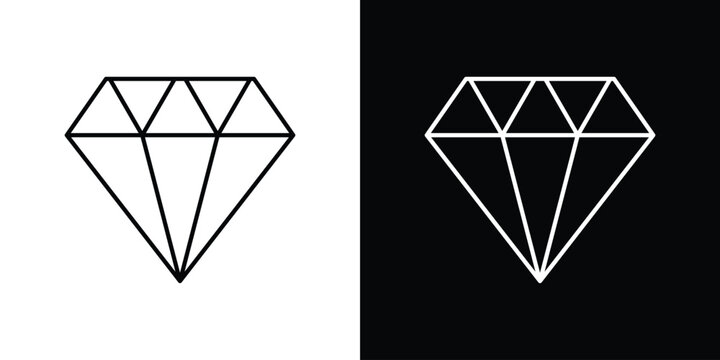 Diamond icon line vector collection