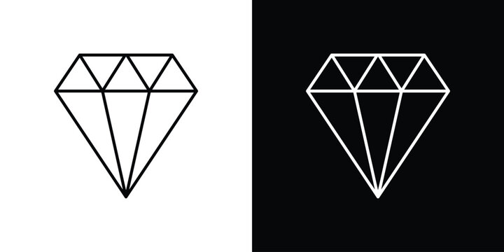 Diamond icon line vector collection