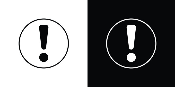 Exclamation button icon line vector collection