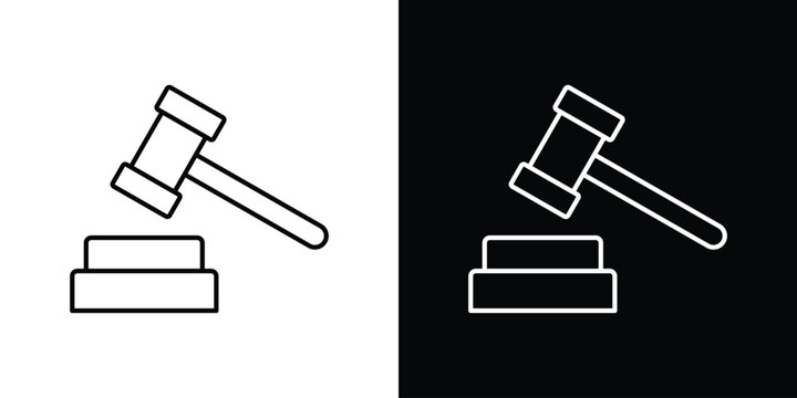 Gavel icon line vector collection