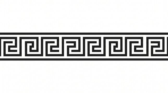 Greek key border pattern, classic black meander line art, ancient hellenic geometric frame element, seamless decorative greek fret design