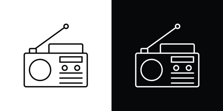 Radio icon line vector collection
