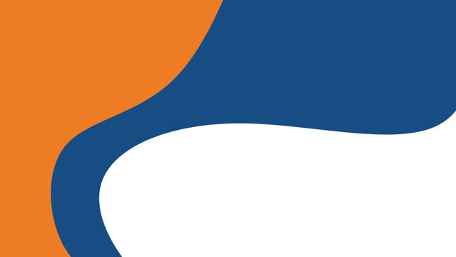 Modern abstract fluid wave background in orange and navy blue. Abstract flowing curve lines in complementary orange and dark blue colors. Minimalist wavy background.