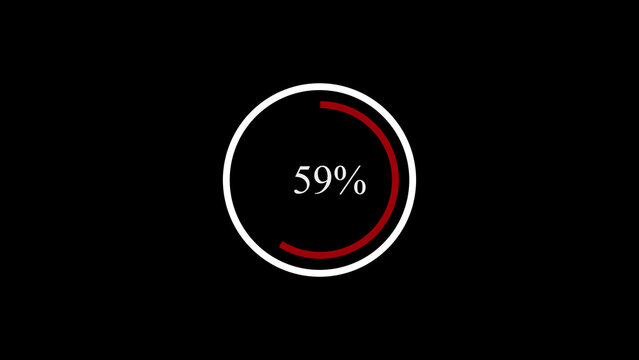 Black background with white and red circular progress bar at 59 percent loading bar percentage