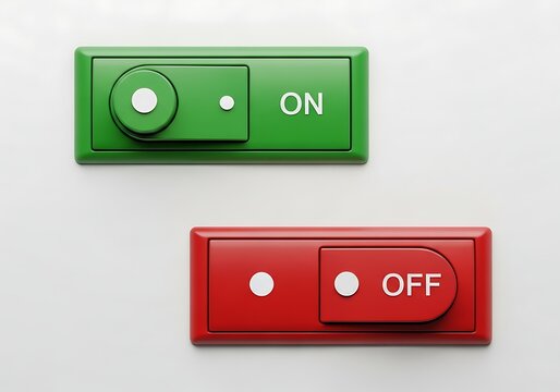 Green on and red off toggle switches for website and mobile app user interface design