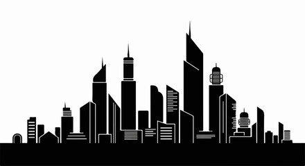 Obraz premium Modern city skyline silhouette at day, a symbol of urban development and progress