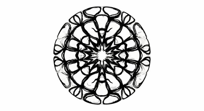 Intricate black and white circular mandala pattern, symbolizing unity and complexity.