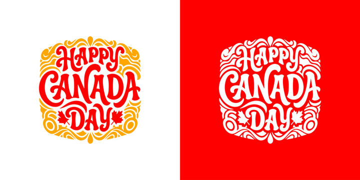 happy canada day print design vetor typography logo design
