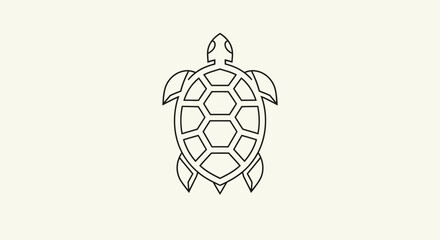 Minimalist Line Art Drawing of a Sea Turtle. © Haroh