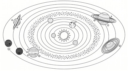 Solar system planets orbit around the sun vector infographic  © Yuzma
