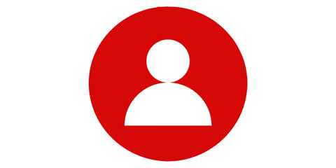Obraz premium A red circle with a white silhouette of a persons head and shoulders isolated on transparent background