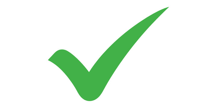 Green checkmark symbol isolated on transparent background for approval and confirmation