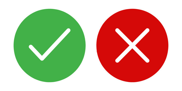Green checkmark and red cross icons on transparent background for approval and rejection
