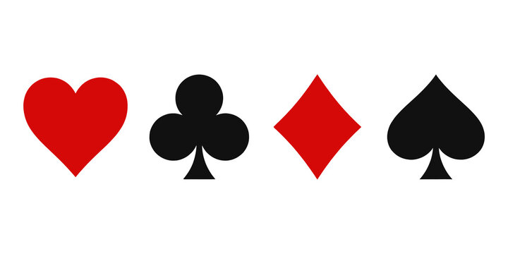 Four playing card suits isolated on transparent background heart club diamond spade